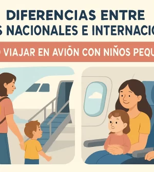 diferencias entre viajes nacionales e internacionales Cómo viajar en avión con niños pequeños
