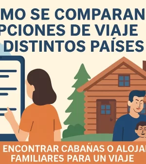 cómo se comparan opciones de viaje en distintos países con Cómo encontrar cabañas o alojamientos familiares para un viaje